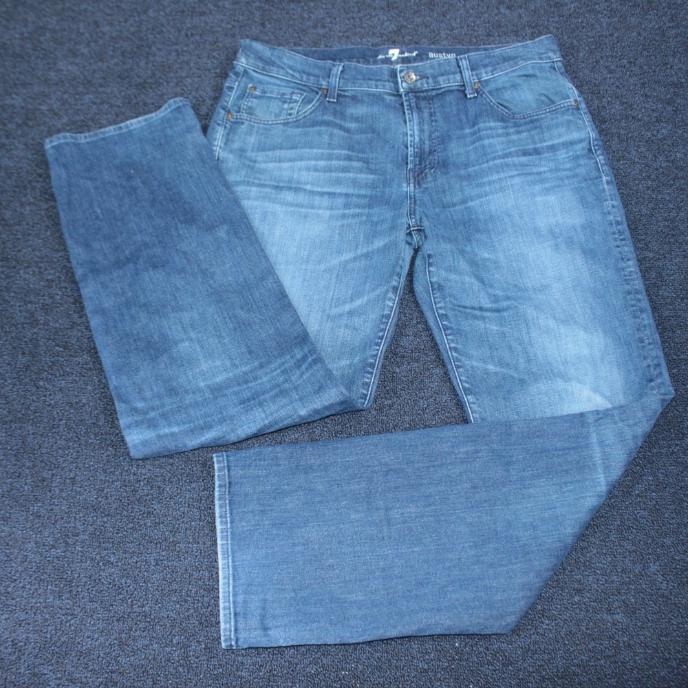 7 For All Mankind Austyn Jeans Mens 36x32 Blue Relaxed Straight Stretch Denim